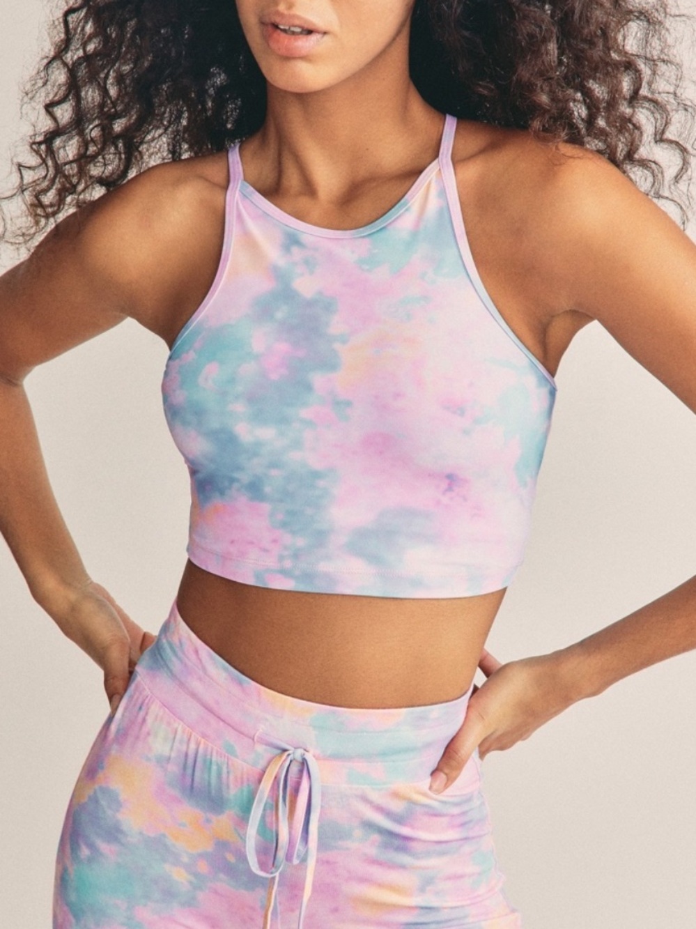 LoveShackFancy x Beach Riot Anna Tank in Rainbow Multi Tie Dye Sz M